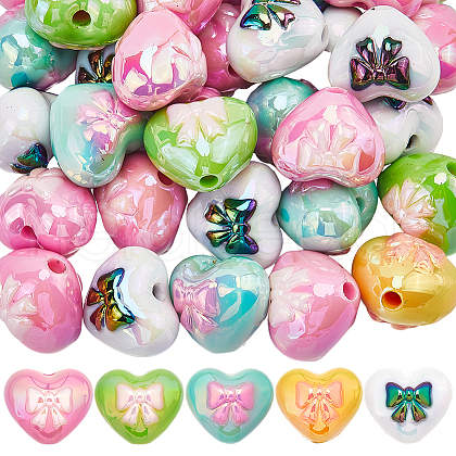 SOFPLATE 55Pcs UV Plated Acrylic Beads FIND-SP0002-69-1