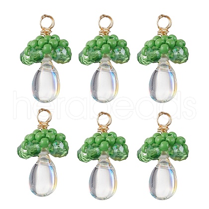 Glass Seed Beaded Jellyfish Pendants PALLOY-MZ00706-02-1