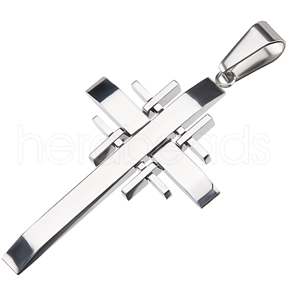 Beebeecraft 1Pc 304 Stainless Steel Cross Pendants STAS-BBC0005-89-1