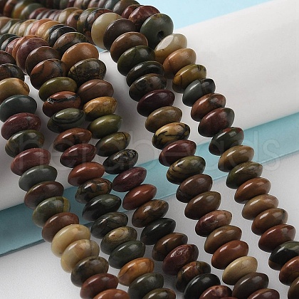 Natural Polychrome Jasper/Picasso Stone/Picasso Jasper Beads Strands G-Z030-A19-01-1