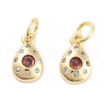 Brass Micro Pave Cubic Zirconia Charms KK-C051-02G-03-1