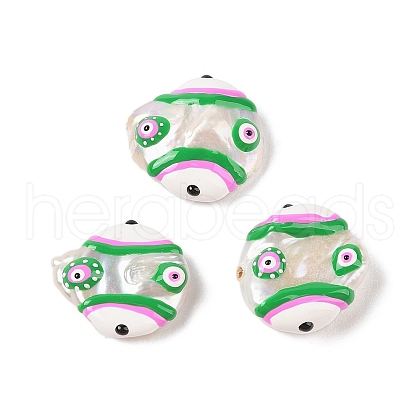 Natural Keshi Pearl Enamel Beads PEAR-G014-04E-1