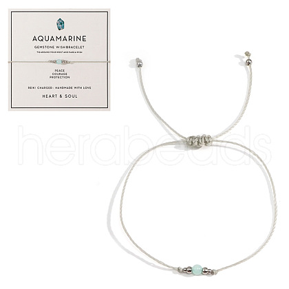 Bohemian Style Natural Aquamarine Braided Bead Bracelets LN9153-5-1