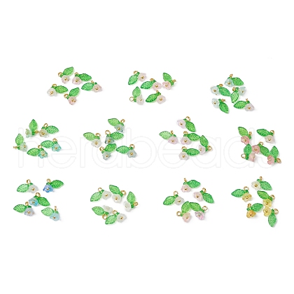 11Pcs Transparent Acrylic Flower Pendants PALLOY-JF03585-1
