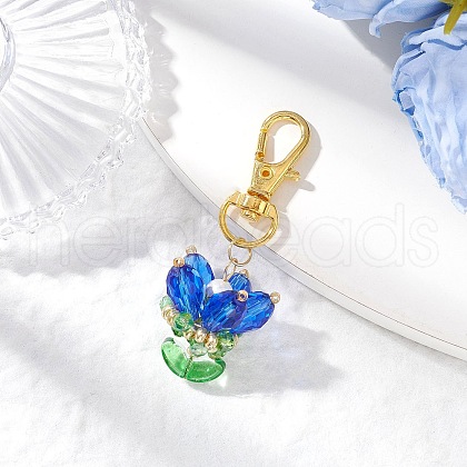 Flower Glass Pendants Decorations HJEW-MZ00248-07-1