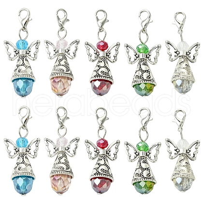 20Pcs 5 Colors Angel Glass Acrylic Pendants HJEW-FS00016-1