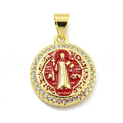 Rack Plating Brass Micro Pave Cubic Zirconia Pendants KK-B091-22G-05-1