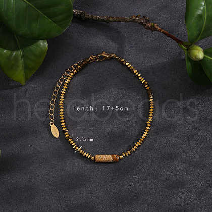 Natural Picture Jade Beads Stretch Bracelets for Women Men PH6456-1-1