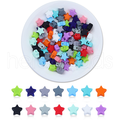 CHGCRAFT 84Pcs 14 Colors Silicone Beads SIL-CA0001-26-1