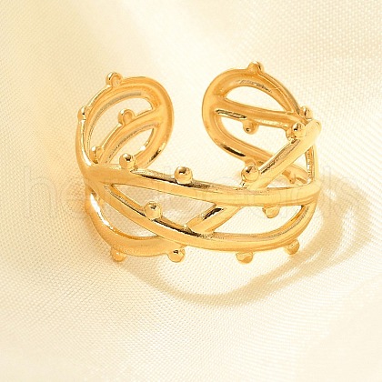 304 Stainless Steel Multi-layer Open Cuff Rings for Women STAS-Z108-03G-03-1