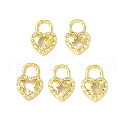 Brass Micro Pave Cubic Zirconia Pendants KK-H428-06G-1