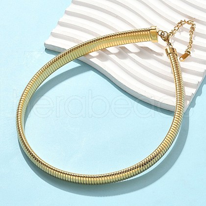12MM 304 Stainless Steel Flat Snake Chain Necklaces for Women NJEW-U049-01G-1