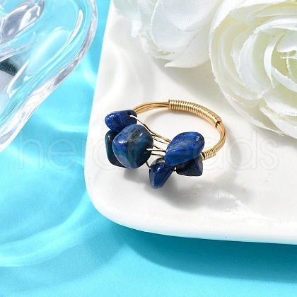 Natural Lapis Lazuli Finger Rings for Women RJEW-TA00202-02-1