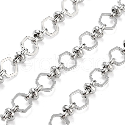 Rack Plating Brass Hexagon Link Chains CHC-G023-04P-1