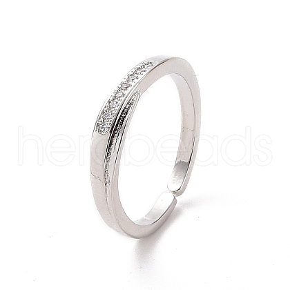 Clear Cubic Zirconia Open Cuff Ring RJEW-H127-05P-1
