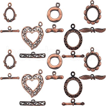 SUPERFINDINGS 10 Sets 5 Styles Brass Toggle Clasps KK-FH0004-14-1