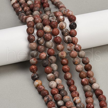 Natural Dendritic Jasper Beads Strands G-F591-24-8mm-1