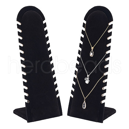 Wood Covered with Velvet Slant Back Necklace Display Stands EDIS-WH0016-059-1