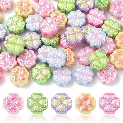 50Pcs UV Plating Opaque Acrylic Beads SACR-CJ0001-75-1