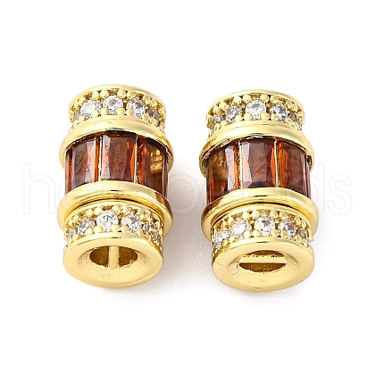Brass Micro Pave Cubic Zirconia Screw Clasps KK-Z078-41G-1
