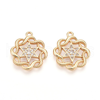 Brass Micro Pave Cubic Zirconia Pendants KK-N262-108B-G-1
