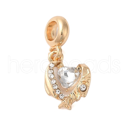 Rack Plating Alloy Crystal Rhinestone European Dangle Charms PALLOY-S189-36G-1