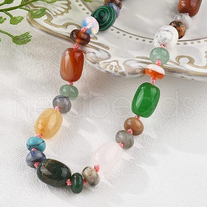 Natural & Synthetic Gemstone Beaded Necklaces NJEW-S390-25-1