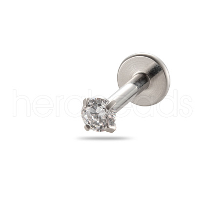 G23 Titanium Alloy Cubic Zirconia 17 Gauge Flat Round Threadless Labrets WG94BD7-01-1
