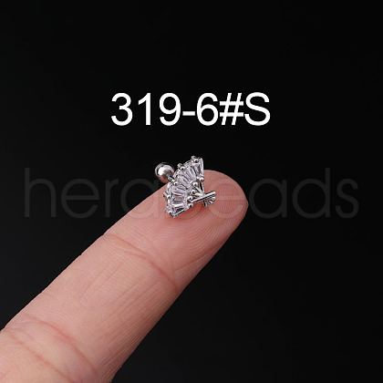 316L Surgical Stainless Steel Clear Cubic Zirconia Cartilage Earrings WG107EC-06-1