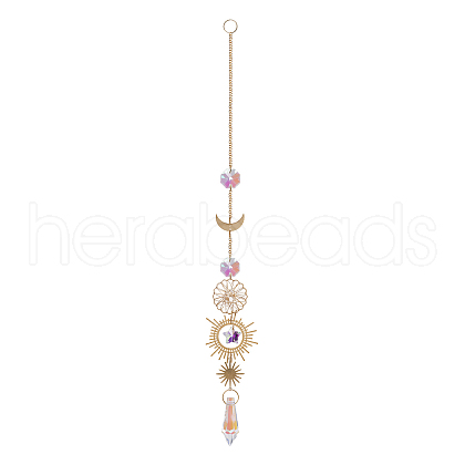Cone Glass Big Pendant Decorations DJEW-PW0017-10A-1