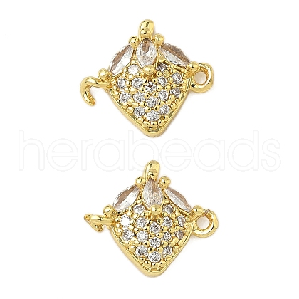 Brass Pave Clear Cubic Zirconia Fruit Connector Charms KK-Z109-01G-01-1