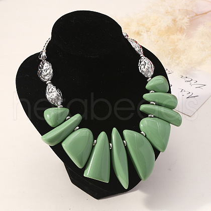 Resin Irregular Beaded Bib Necklaces FS-WG5D234-02-1