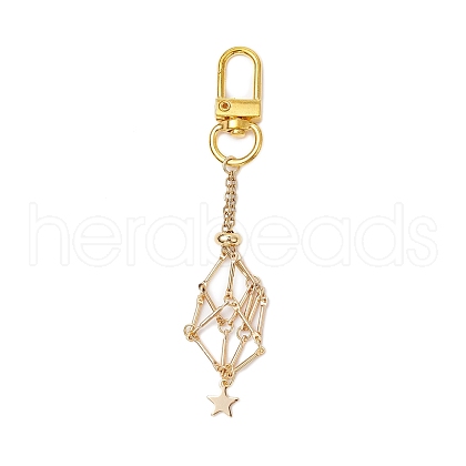 Star 304 Stainless Steel Macrame Chain Pouch Empty Stone Holder Pendant Decoration HJEW-JM02078-1
