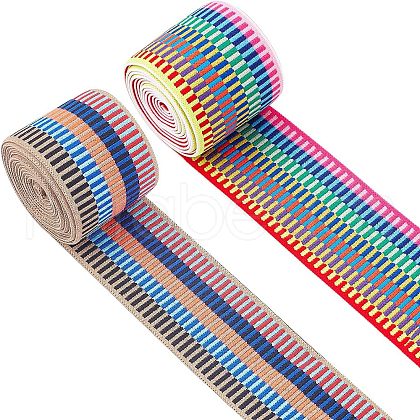 CHGCRAFT 4 Yards 2 Styles Nylon Elastic Ribbon OCOR-CA0001-07-1