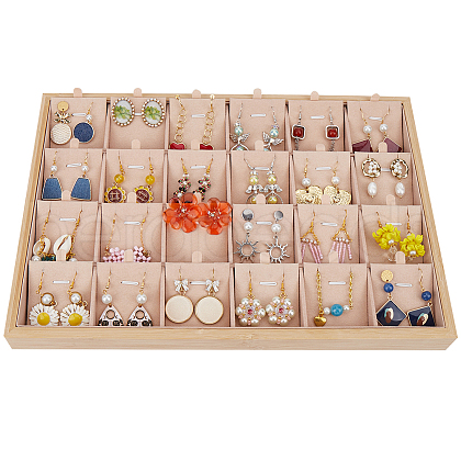 SOFPLATE 1 Set 24-Slot Wood Necklace Display Organizer Case with Velvet NDIS-SP0001-02-1