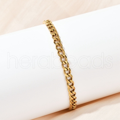 201 Stainless Steel Cuba Chian Bracelet for Men BJEW-B138-07G-1