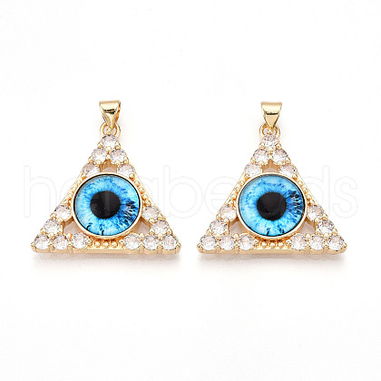 Brass Micro Pave Clear Cubic Zirconia Pendants for Women KK-T070-90A-03-1