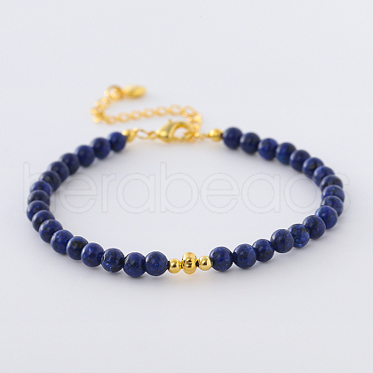 Synthetic Blue Goldstone Round Beaded Bracelet RG1104-2-1