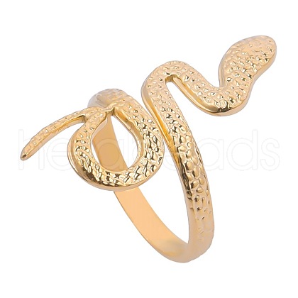 Snake Stainless Steel Open Cuff Ring for Women FM9814-2-1
