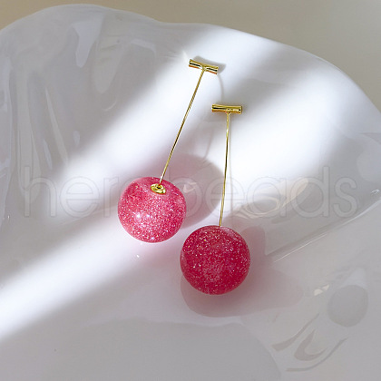 Zinc Alloy Resin Cherry Stud Earrings ZW7024-1-1