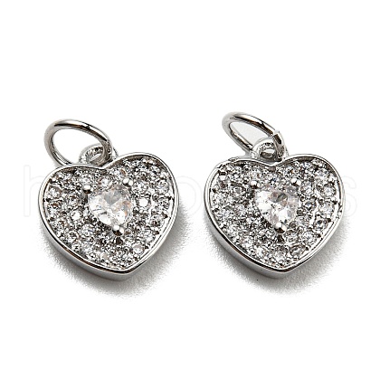 Brass Micro Pave Clear Cubic Zirconia Charms KK-G472-01P-1
