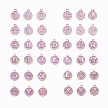 2 Sets 2 Styles Golden Plated Alloy Enamel Charms ENAM-YW0001-28B-1