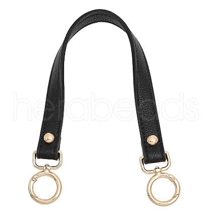 Black PU Imitation Leather Bag Handles DIY-WH0401-82KCG-1