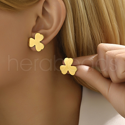 Fashionable Irregular Clover Stainless Steel Stud Earrings BM5388-1