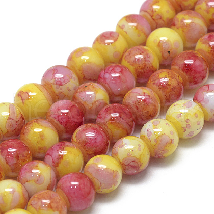 Baking Painted Glass Beads Strands X-DGLA-S115-8mm-S35-1