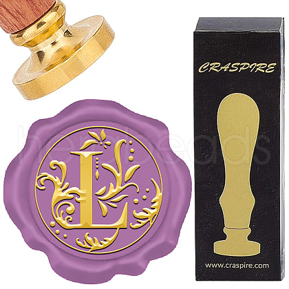 Brass Wax Seal Stamps with Wood Handle AJEW-WH0412-0245-1