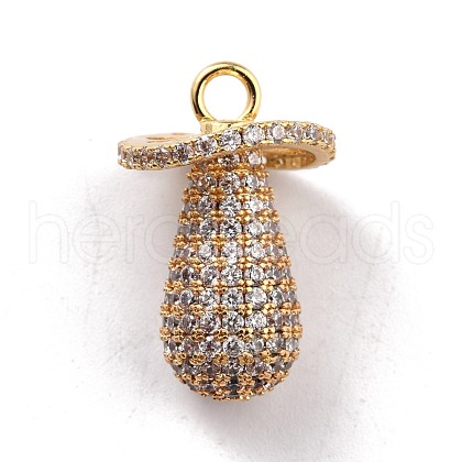 Brass Micro Pave Clear Cubic Zirconia Pendants KK-M222-06G-1