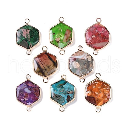 Dyed Synthetic Imperial Jasper Connector Charms G-P529-04G-1