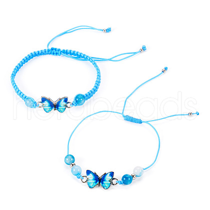 Adjustable Nylon Braided Bead Bracelets BJEW-TA00481-1