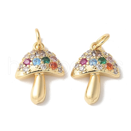 Brass Micro Pave Clear Cubic Zirconia Pendants X-KK-Q031-24G-1